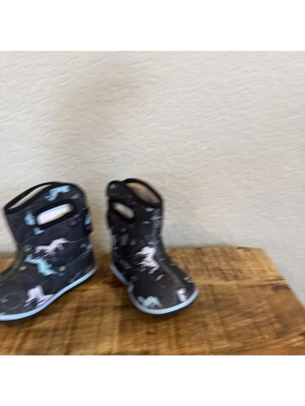 Baby Bogs II Snow Boots Infant Size 6 Horses Grey Purple Blue Insulated Lined